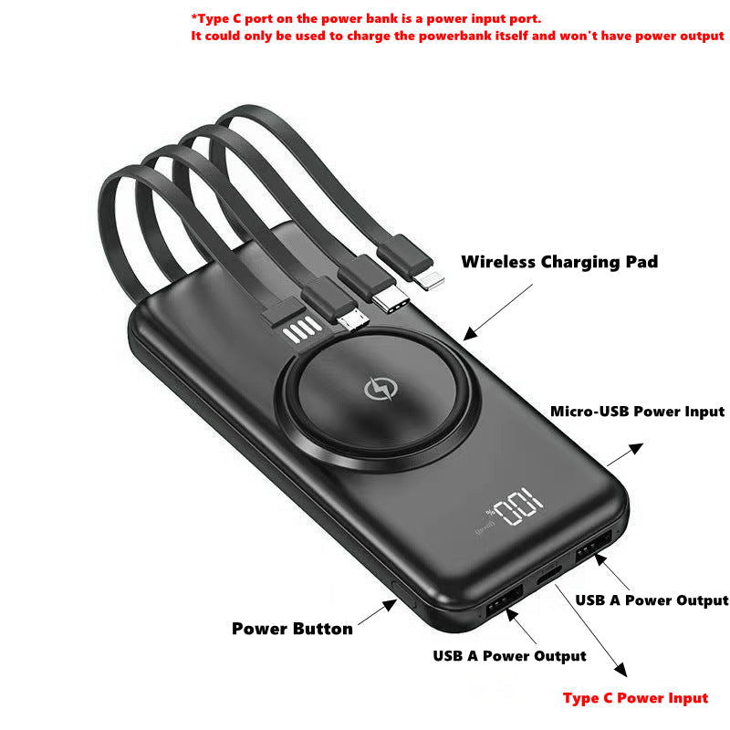 CoreVault 20K Wireless Power Bank with Built-in Cables