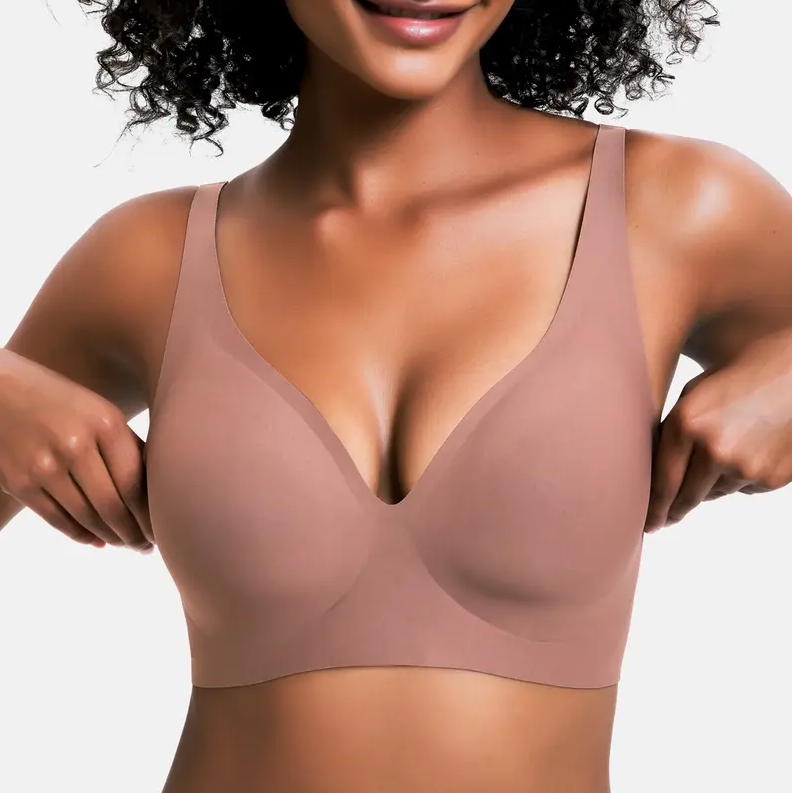 Seamless Deep V Wireless Push Up Bra – Everyday Comfort Bralette
