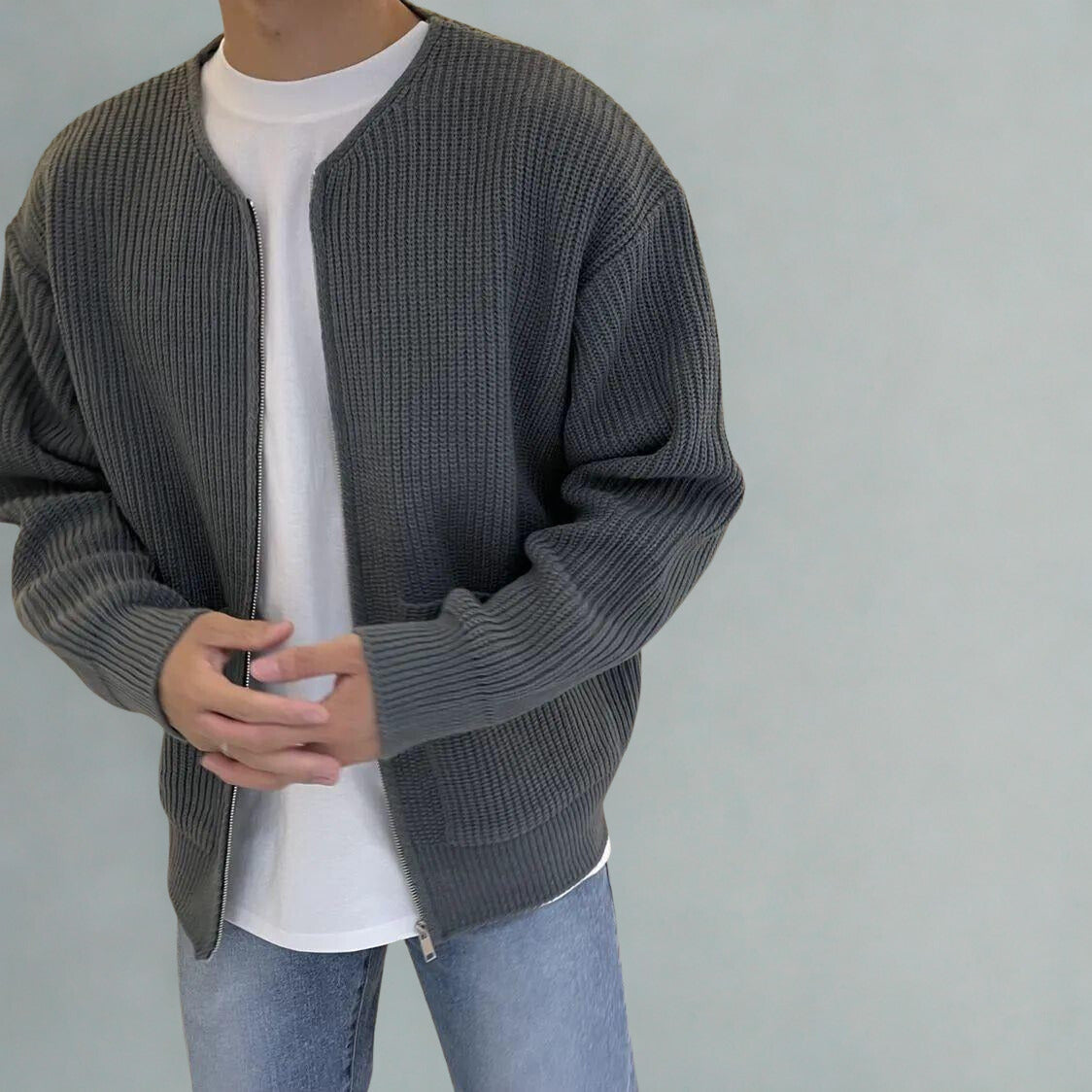 Alderline Ribbed Zip Cardigan