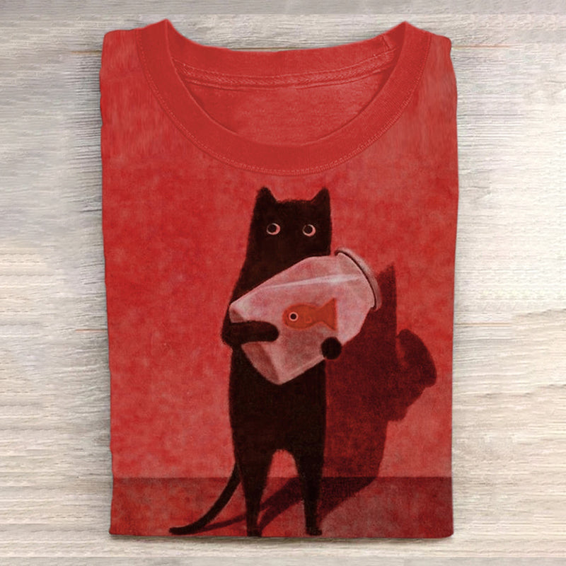 Cat & Goldfish Tee