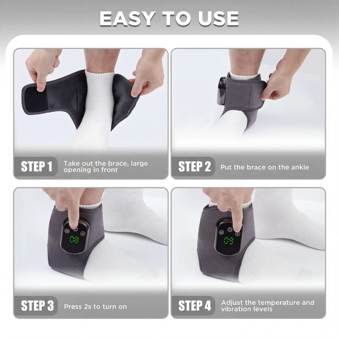 Electric Heating and Massage Ankle Brace with Vibration Therapy