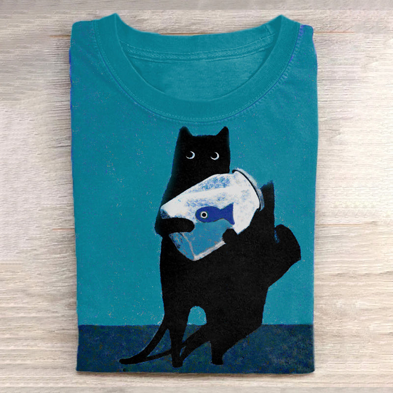 Cat & Goldfish Tee