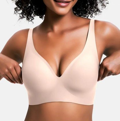 Seamless Deep V Wireless Push Up Bra – Everyday Comfort Bralette