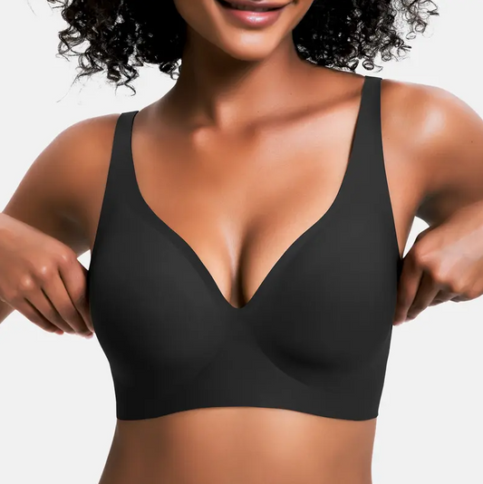Seamless Deep V Wireless Push Up Bra – Everyday Comfort Bralette