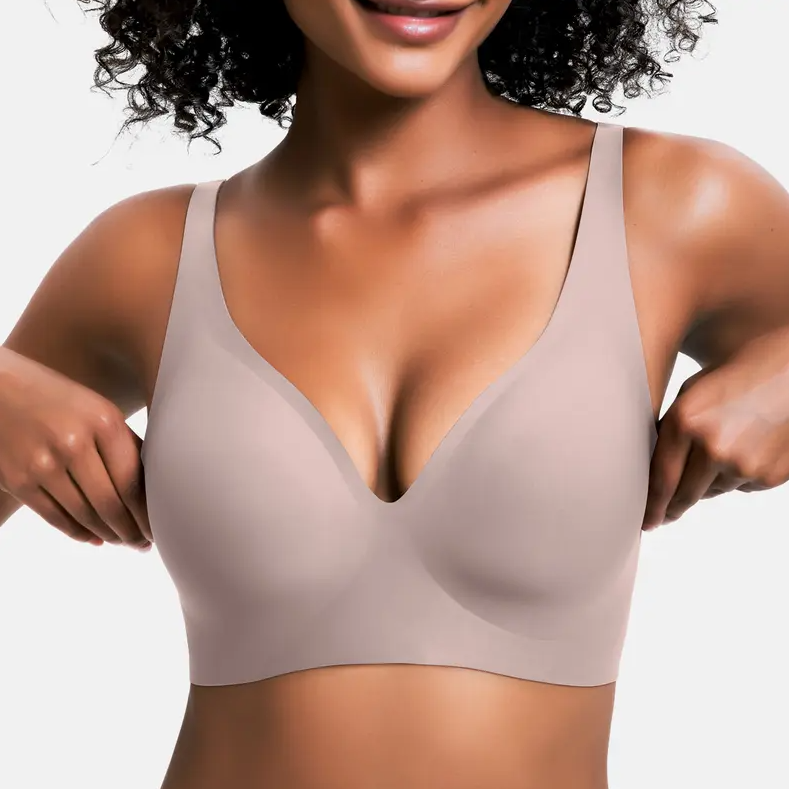 Seamless Deep V Wireless Push Up Bra – Everyday Comfort Bralette