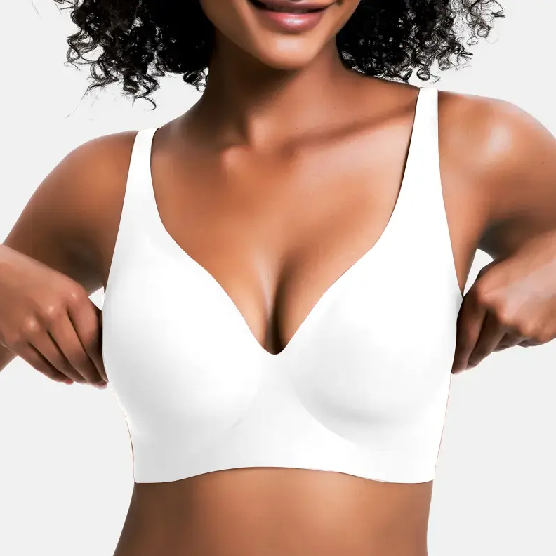 Seamless Deep V Wireless Push Up Bra – Everyday Comfort Bralette