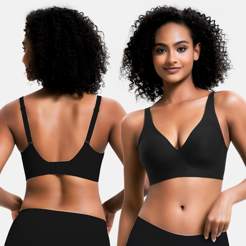 Seamless Deep V Wireless Push Up Bra – Everyday Comfort Bralette