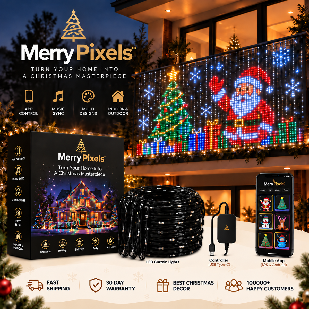 MerryPixels™ - Smart Animated Christmas Lights