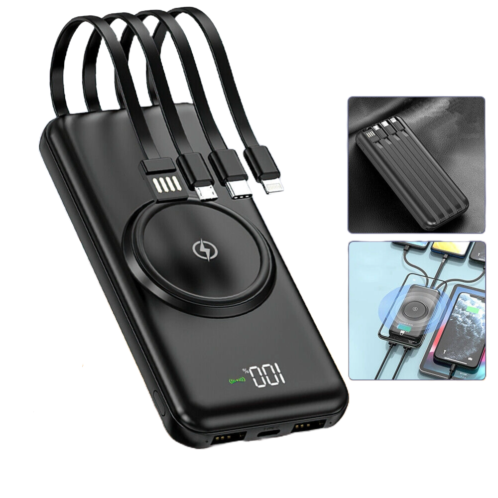 CoreVault 20K Wireless Power Bank with Built-in Cables