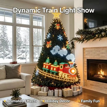 Animated Pixel Christmas Tree Lights with Star Topper
