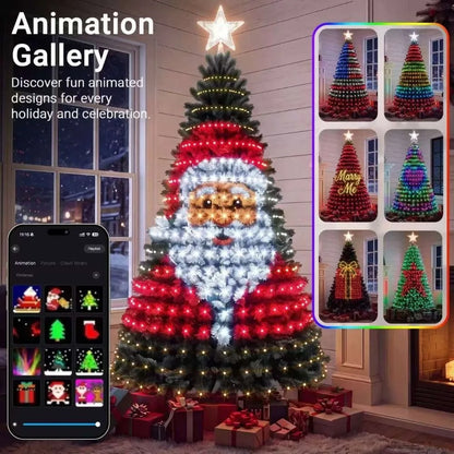 Animated Pixel Christmas Tree Lights with Star Topper