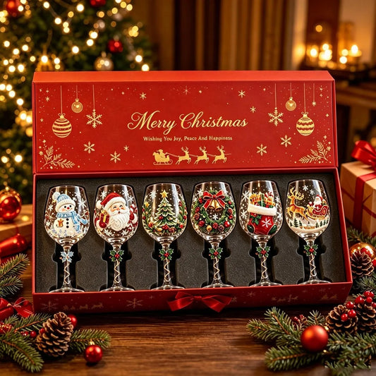 Christmas Wine Glasses Set