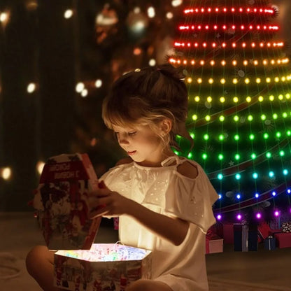 Animated Pixel Christmas Tree Lights with Star Topper
