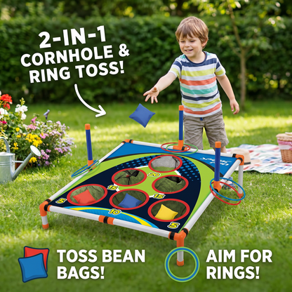 2-in-1 Cornhole & Ring Toss Game Set