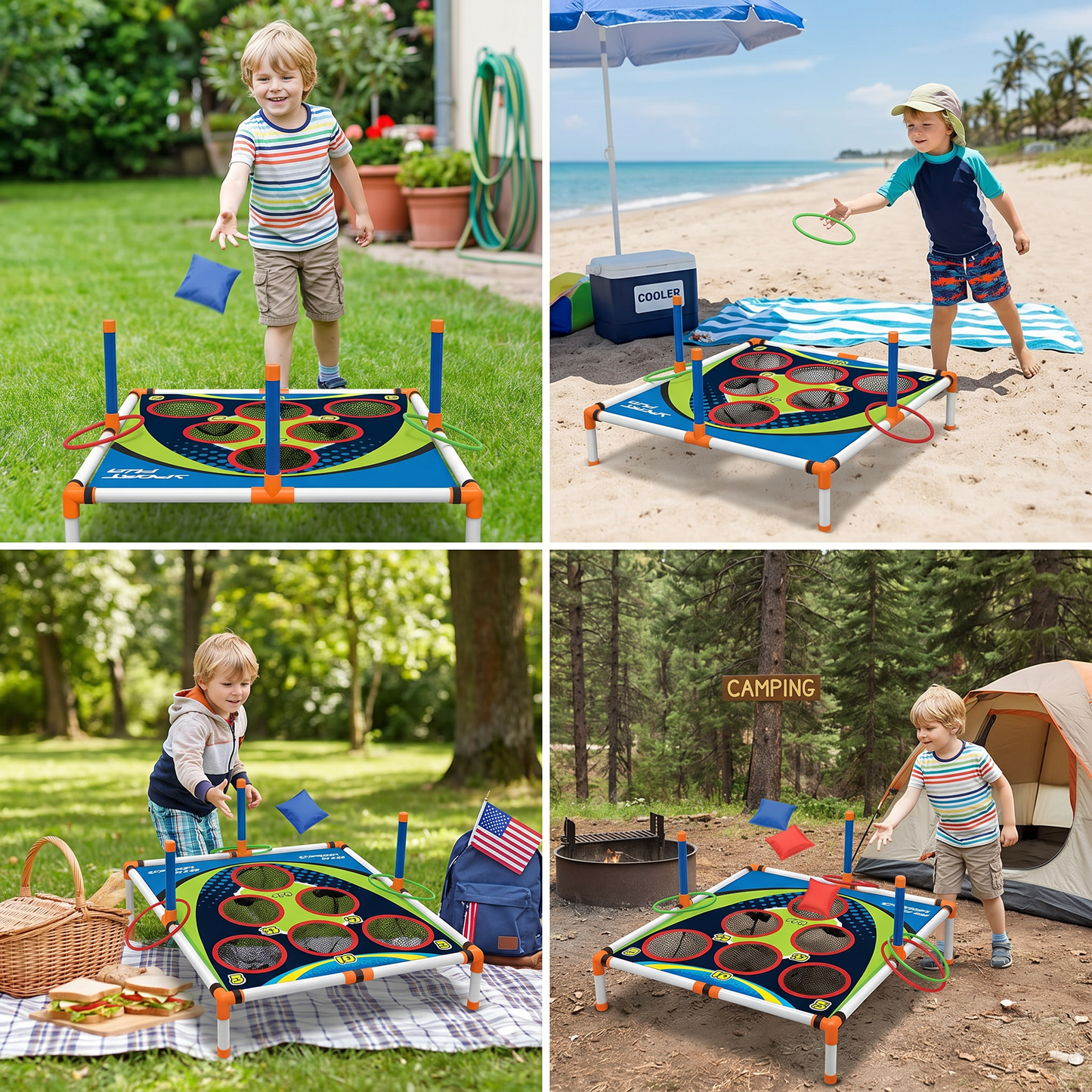 2-in-1 Cornhole & Ring Toss Game Set