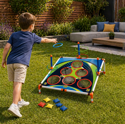 2-in-1 Cornhole & Ring Toss Game Set