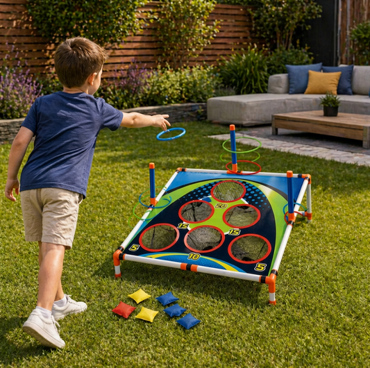 2-in-1 Cornhole & Ring Toss Game Set